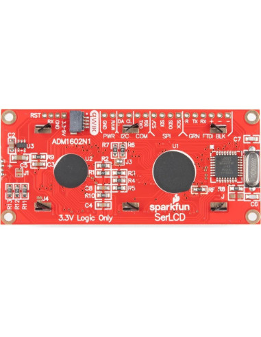 LCD 16x2 RGB SparkFun SerLCD, Pantalla Negra, 3.3V