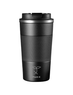 Taza de Viaje Aislada Plant-X 510 mL Doble Pared Negra