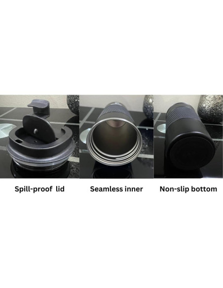 Taza de Viaje Aislada Plant-X 510 mL Doble Pared Negra