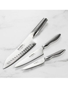 Juego de cuchillos Global 3 piezas - Acero inoxidable, chef asiático 2