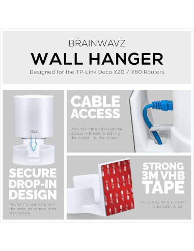 Soporte de pared adhesivo Brainwavz para enrutadores TP-Link Deco