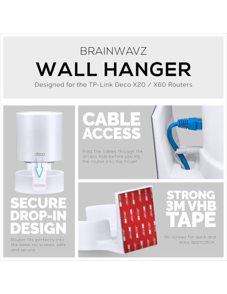 Soporte de pared adhesivo Brainwavz para enrutadores TP-Link Deco