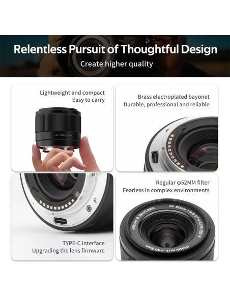 Lente VILTROX 20mm f2.8 FE para cámaras Sony E-Mount