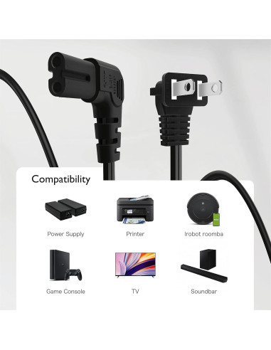 Cable de Alimentación NEMA 1-15P a IEC320 C7 1.83m TNP Negro