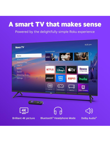 Roku Smart TV 2025 - 50" 4K HDR LED con Control Remoto de Voz