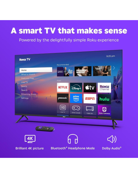 Roku Smart TV 2025 - 50" 4K HDR LED con Control Remoto de Voz