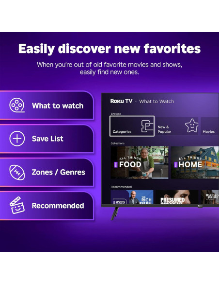 Roku Smart TV 2025 - 50" 4K HDR LED con Control Remoto de Voz