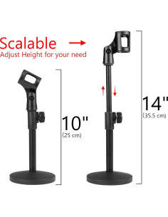 Soporte de Micrófono Geekria Telescópico Ajustable Negro 2