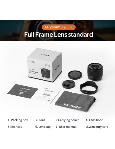 Lente VILTROX 20mm f2.8 FE para cámaras Sony E-Mount