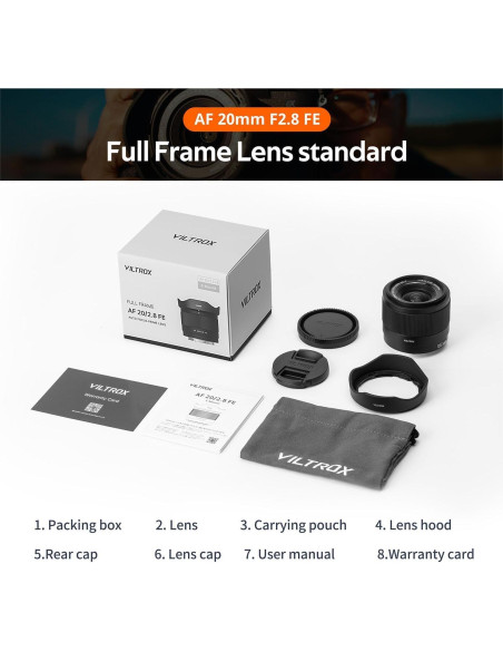 Lente VILTROX 20mm f2.8 FE para cámaras Sony E-Mount