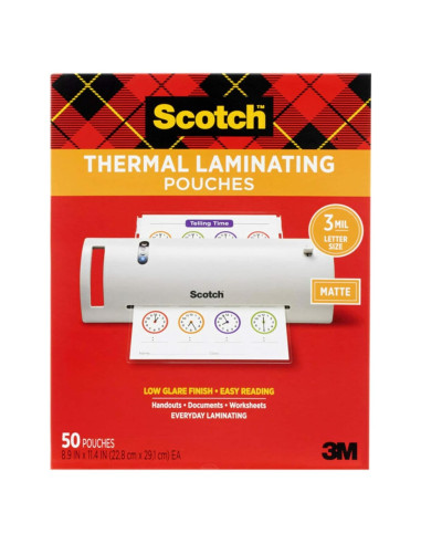 Bolsas de Laminado Térmico Scotch Mate 22.6x29 cm, 50 Unidades