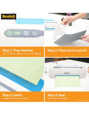 Bolsas de Laminado Térmico Scotch Mate 22.6x29 cm, 50 Unidades