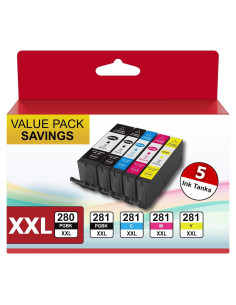 Cartuchos de tinta compatibles Canon 280XXL 281XXL - Paquete de 5
