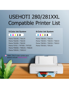 Cartuchos de tinta compatibles Canon 280XXL 281XXL - Paquete de 5 2
