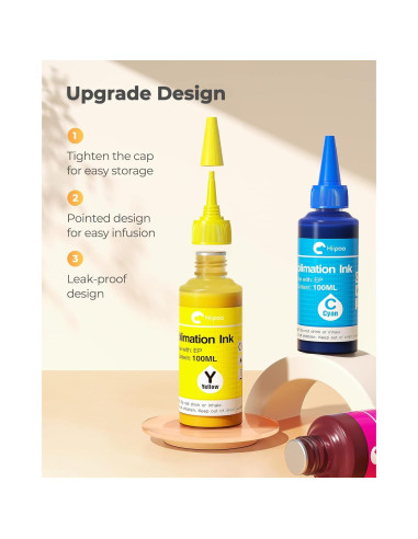 Botellas de Tinta de Sublimación Hiipoo 4x100ml para Impresoras