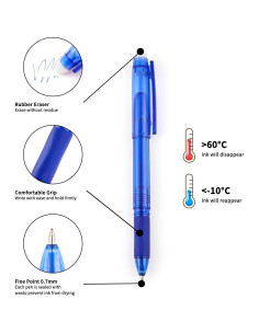 Bolígrafos de Gel Borrables Volcanics Azul 0.7mm - Paquete de 12 2