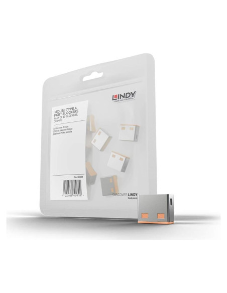 Bloqueador de Puerto USB Lindy 40463 - Paquete de 10 Naranja