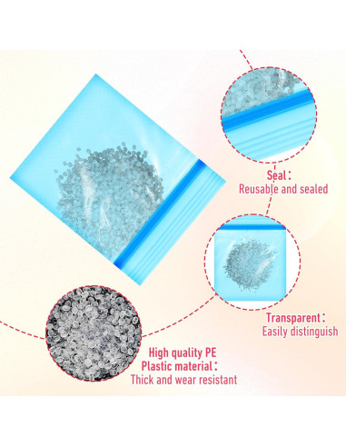 200 Bolsitas Plásticas Transparentes GEEHUA 2.54x3.05cm Coloridas