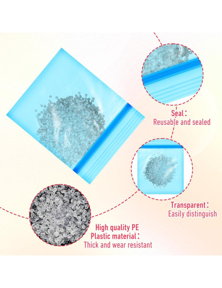 200 Bolsitas Plásticas Transparentes GEEHUA 2.54x3.05cm Coloridas