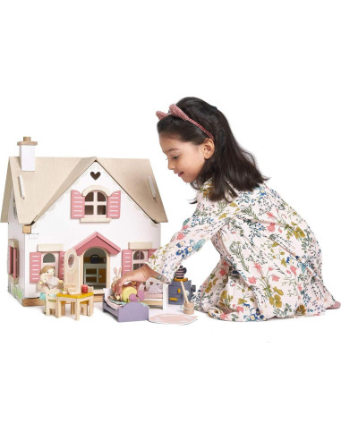 Cabaña Cottontail Tender Leaf Toys - Casa de Muñecas de Madera 47.4 cm