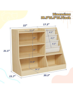 Estante de Libros para Niños IKALIFE 100 cm Natural 2