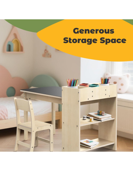 Conjunto de Mesa y Sillas para Niños doowroodni - Madera de Haya, 82.5x58.4 cm