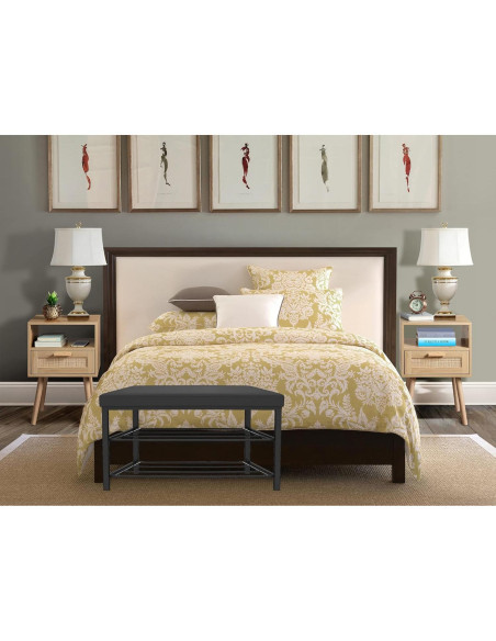 Estante para zapatos Finnhomy con asiento acolchado negro