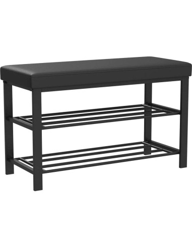 Estante para zapatos Finnhomy con asiento acolchado negro
