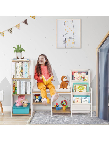 Estantería Infantil HYCFYJR con Rincón de Lectura y Almacenamiento