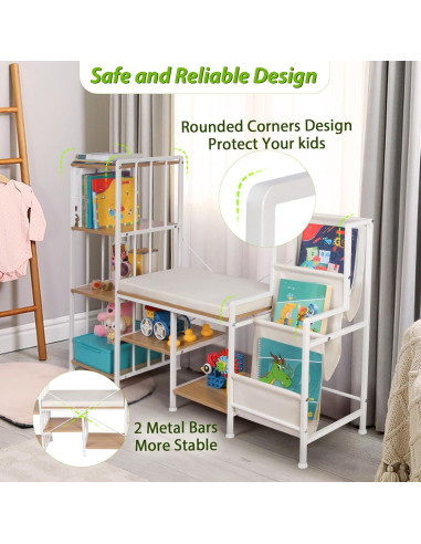 Estantería Infantil HYCFYJR con Rincón de Lectura y Almacenamiento