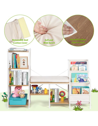 Estantería Infantil HYCFYJR con Rincón de Lectura y Almacenamiento