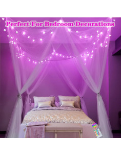 Dosel de Cama Blanco con Luces LED de 24 Colores OYCBUZO 2