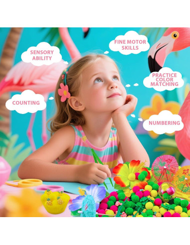 160 Piezas Relleno Sensorial de Verano Hawaii - Juguetes Educativos