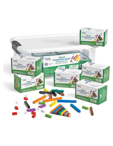 Juego de Varillas Cuisenaire de Madera hand2mind - 15 Juegos de 74 Varillas