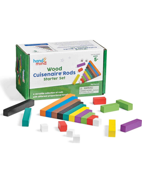 Juego de Varillas Cuisenaire de Madera hand2mind - 15 Juegos de 74 Varillas