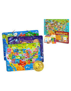 Rompecabezas Magnético de Mapa de EE. UU. QUOKKA + Juego Educativo