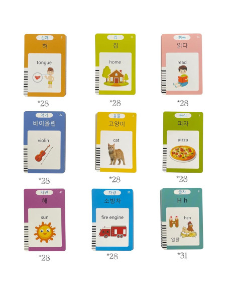 Tarjetas de Flash Coreano-Inglés MINMEER - 225 PCS para Niños Tarjetas de Flash Coreano-Inglés MINMEER - 225 PCS para Niños