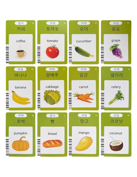 Tarjetas de Flash Coreano-Inglés MINMEER - 225 PCS para Niños Tarjetas de Flash Coreano-Inglés MINMEER - 225 PCS para Niños