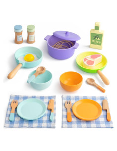 Set de Cocina de Madera KDSFT 22 Piezas para Niños 3+