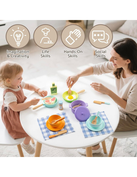 Set de Cocina de Madera KDSFT 22 Piezas para Niños 3+ Set de Cocina de Madera KDSFT 22 Piezas para Niños 3+