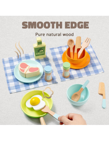 Set de Cocina de Madera KDSFT 22 Piezas para Niños 3+
