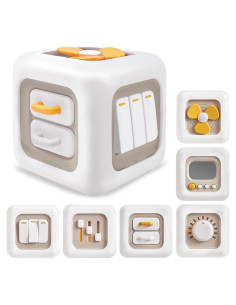 Cubo de Actividades Montessori Pushy 6 en 1 para Bebés 12+ Meses