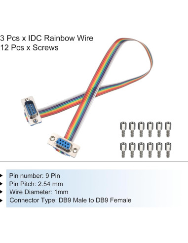 Cable de Cinta IDC 3 Pcs MECCANIXITY DB9 Macho a Hembra 30 cm