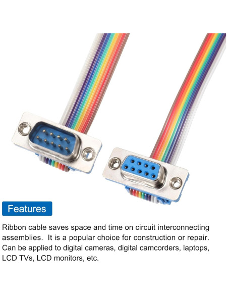 Cable de Cinta IDC 3 Pcs MECCANIXITY DB9 Macho a Hembra 30 cm