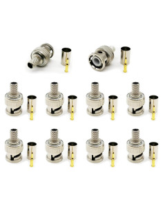 Paquete de 10 Conectores BNC Macho Crimp para Coaxiales RG59/62