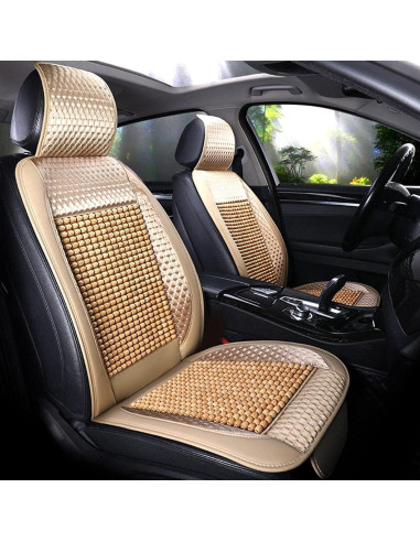 Cubierta de Asiento de Coche Blueshyhall de Perlas de Madera Beige