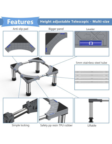 Soporte Ajustable para Mini Nevera GRPOCHE 20-23 cm Gris