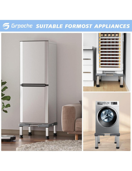 Soporte Ajustable para Mini Nevera GRPOCHE 20-23 cm Gris Soporte Ajustable para Mini Nevera GRPOCHE 20-23 cm Gris