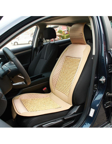 Cubierta de Asiento de Coche Blueshyhall de Perlas de Madera Beige