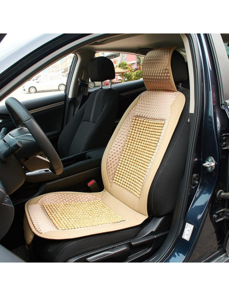 Cubierta de Asiento de Coche Blueshyhall de Perlas de Madera Beige